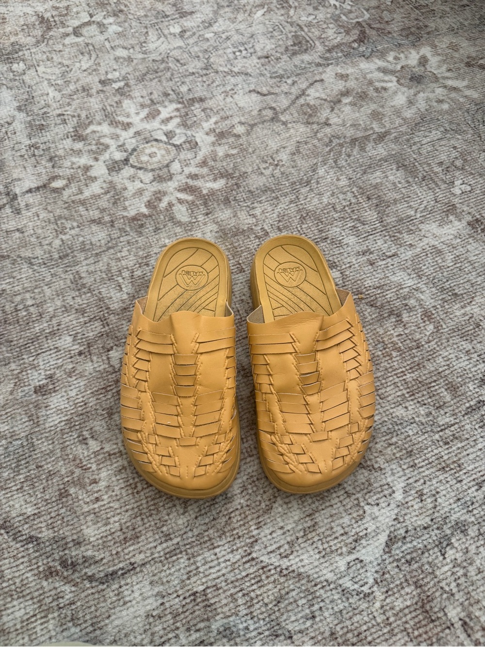 Malibu Woven Mule Slides in Mustard Yellow